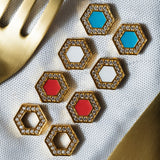 Orecchini Deco in Oro con Corallo & Pavé