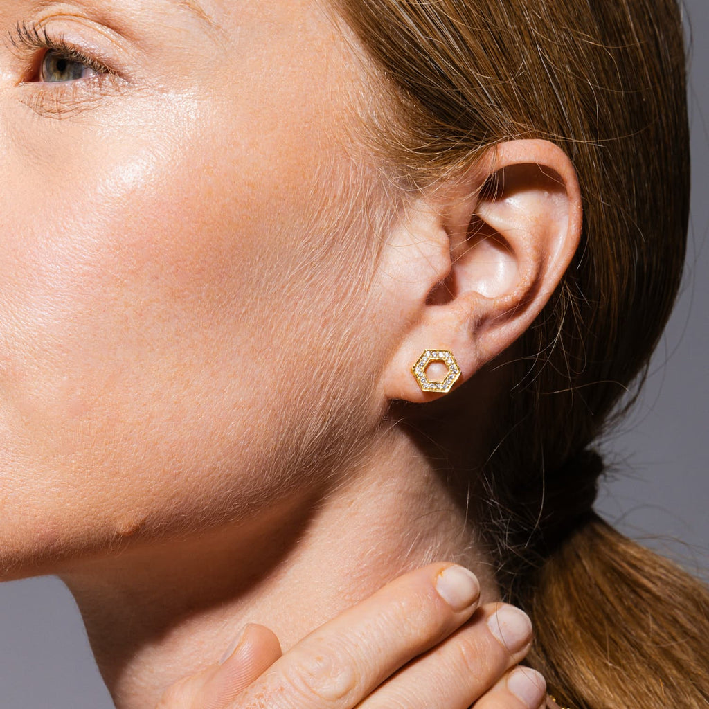 Orecchini Deco in Oro con Pavé