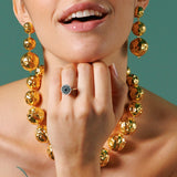 Anello Wish in Oro Rosa e Bianco 18K con Diamanti Blu