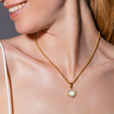 Pendente Deco in Oro con Verde, Bianco & Pavé