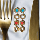 Orecchini Deco in Oro con Corallo & Pavé