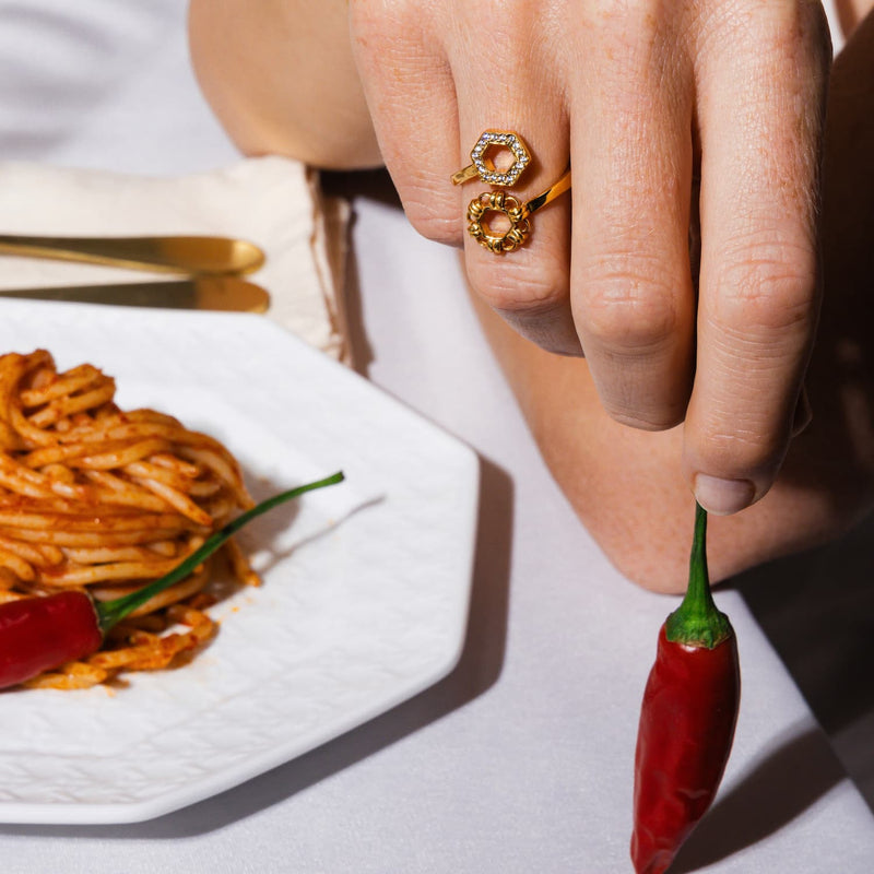 Anello Deco Statement in Oro con Pavé