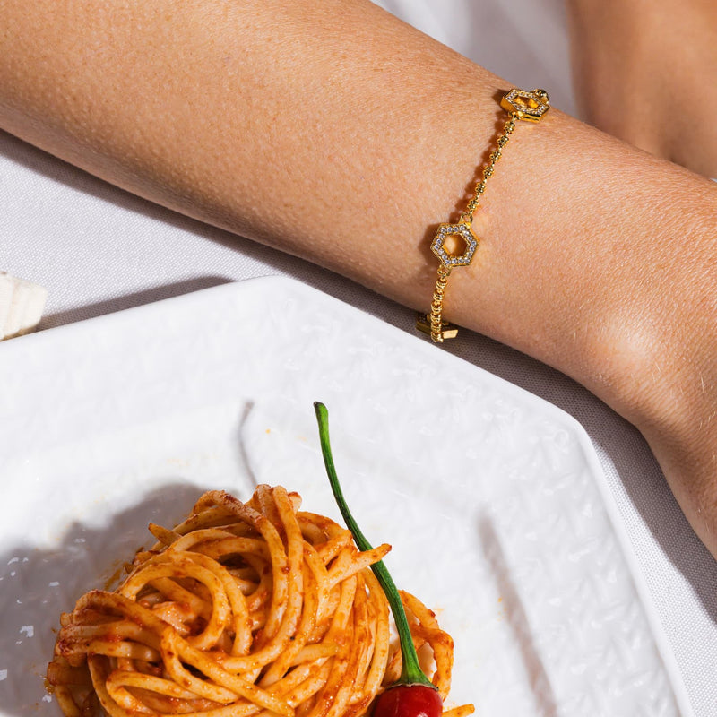 Bracciale Deco Statement in Oro con Pavé