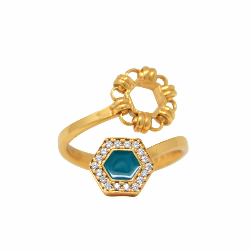 Anello Deco Statement in Oro con Verde & Pavé