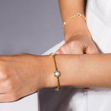 Bracciale Deco Statement in Oro con Verde, Bianco & Pavé