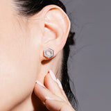 Orecchini Deco in Rodio con Pavé