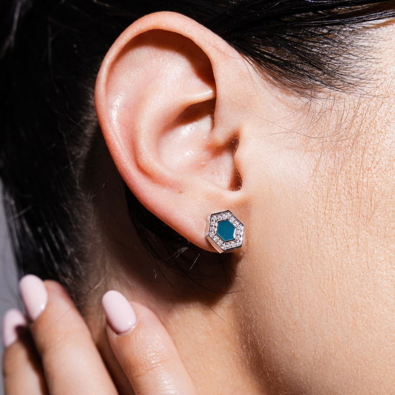 Orecchini Deco in Rodio con Verde & Pavé