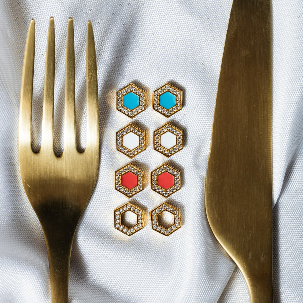Orecchini Deco in Oro con Bianco & Pavé