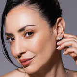 Orecchini Deco in Rodio con Pavé