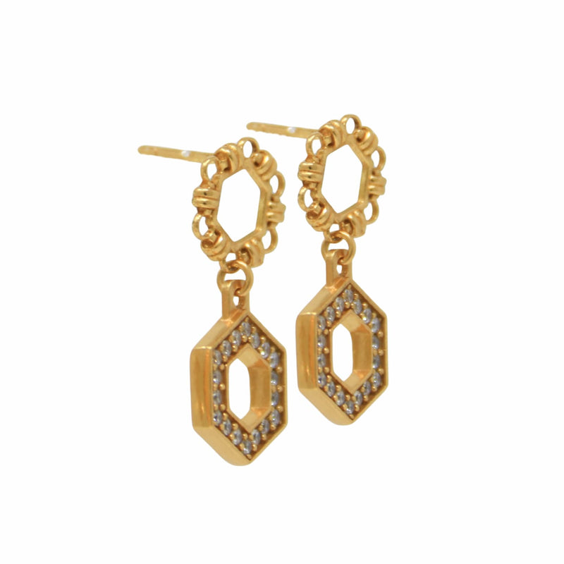 Orecchini Deco Statement in Oro con Pavé