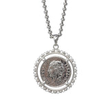 Pendente Filary in Rodio con Moneta 100 Lire Argento Anticato