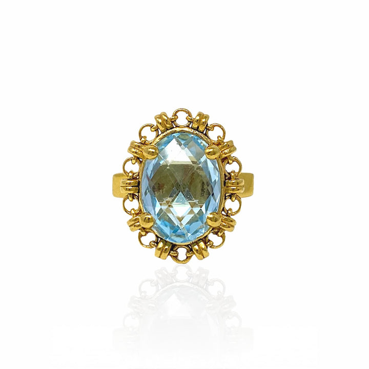 Anello Aperitivo in Oro con Topazio Blu