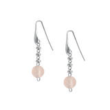 Orecchini Bollicine Color in Rodio con Quarzo Rosa