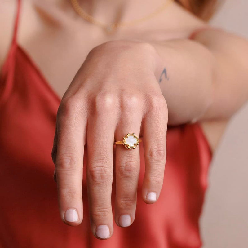 Anello Piazza Petit in Oro con Madreperla