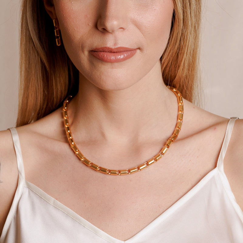 Collana Cilindri 7mm in Oro