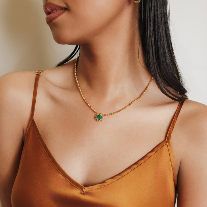 Collana Gemma in Oro con Malachite