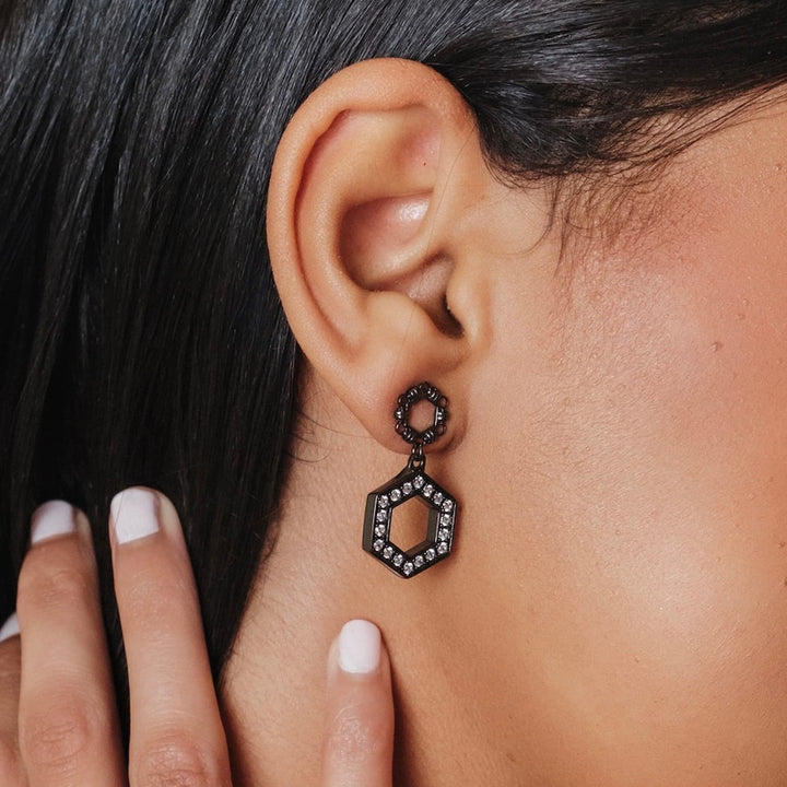 Orecchini Super Deco in Rodio Nero con Pavé