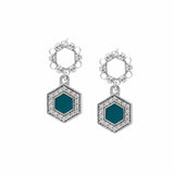 Orecchini Deco Statement in Rodio con Verde & Pavé