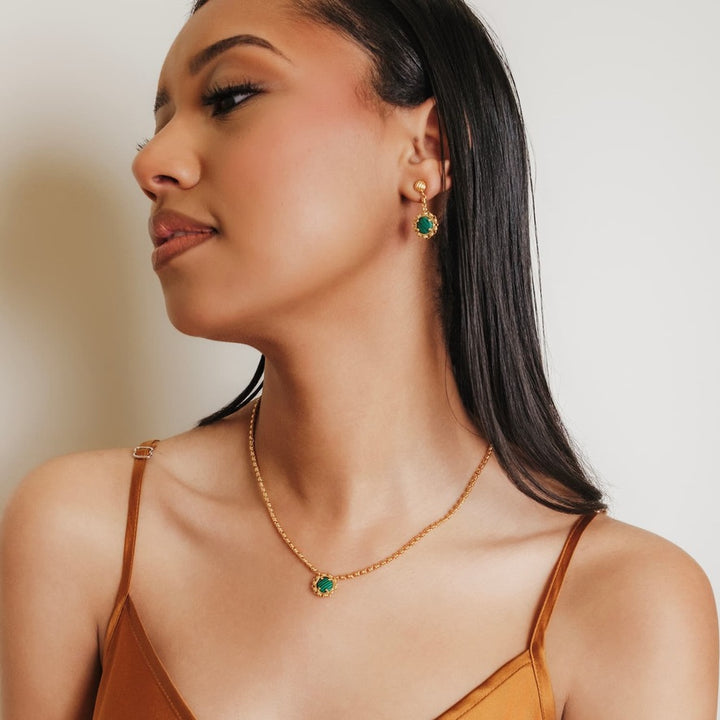 Orecchini Gemma in Oro con Malachite