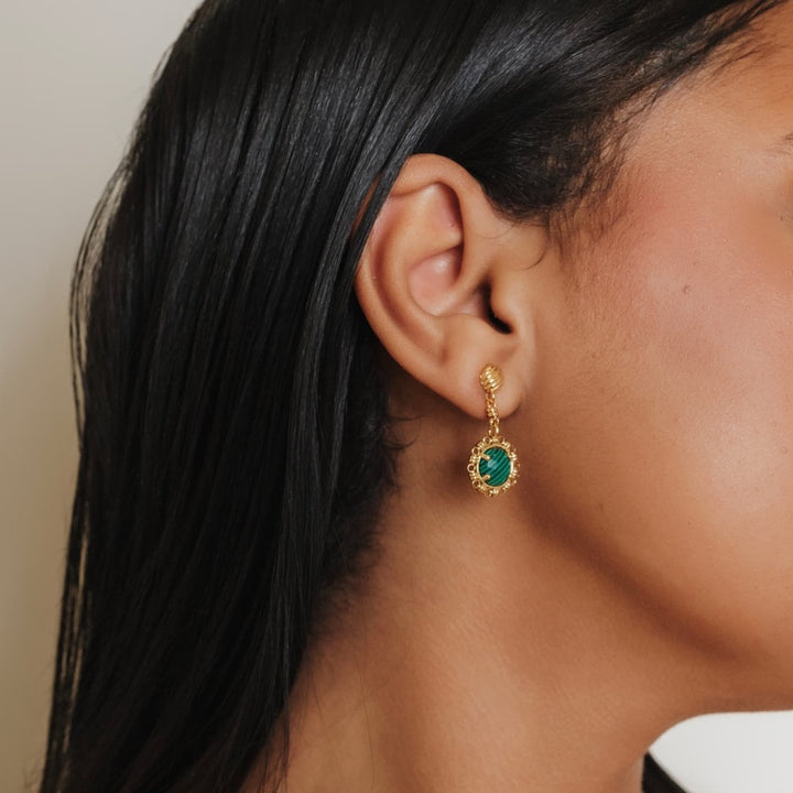 Orecchini Gemma in Oro con Malachite