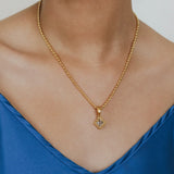 Pendente Quadra in Oro con Topazio Azzurro, Piccolo