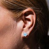 Orecchini Deco in Rodio con Turchese & Pavé