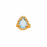 Anello Goccia in Oro con Topazio Azzurro, Piccolo
