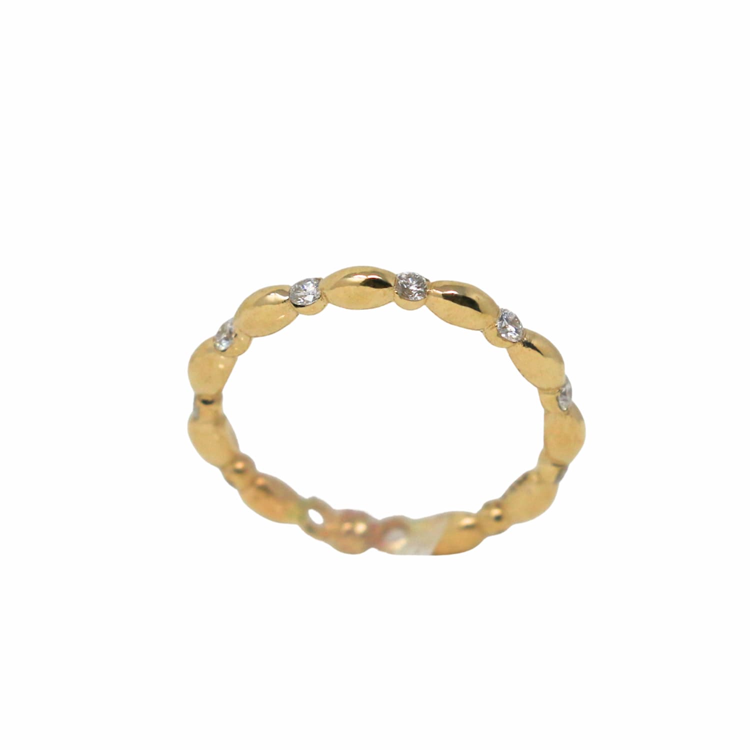 Anello Whisper in Oro Giallo 14k con Punti Luce di Diamanti