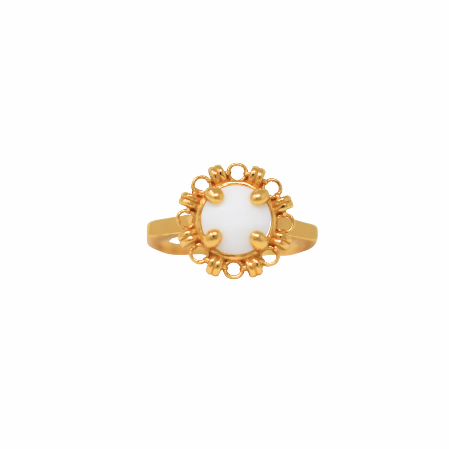 Anello Gemma in Oro con Agata Bianca