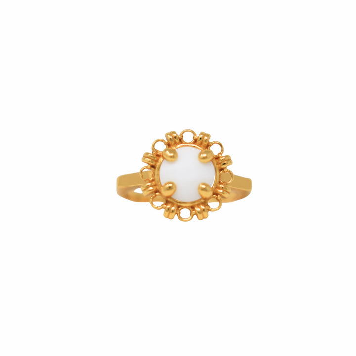 Anello Gemma in Oro con Agata Bianca
