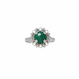 Anello Gemma in Rodio con Malachite