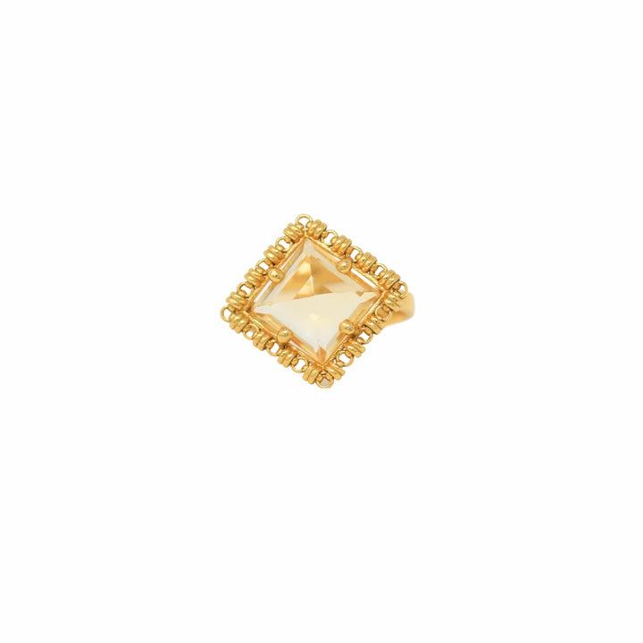 Anello Quadra in Oro con Citrino