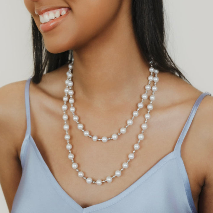 Collana Bella con Perle in Rodio