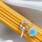 Anello Deco Statement in Rodio con Turchese & Pavé