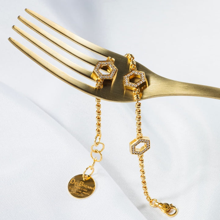 Bracciale Deco Statement in Oro con Pavé