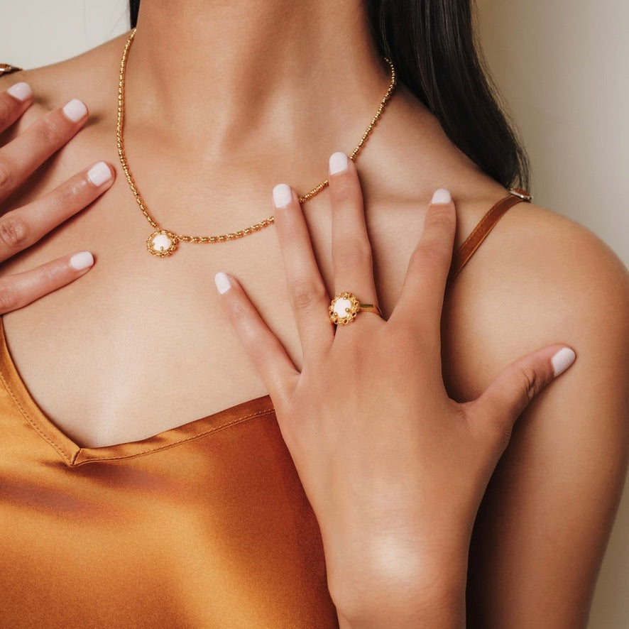 Collana Gemma in Oro con Corallo Rosa