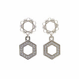 Orecchini Deco Statement in Rodio con Bianco & Pavé