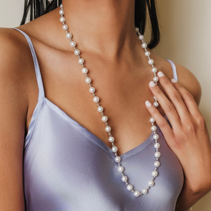 Collana Bella con Perle in Rodio