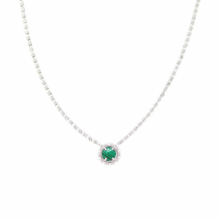 Collana Gemma in Rodio con Malachite