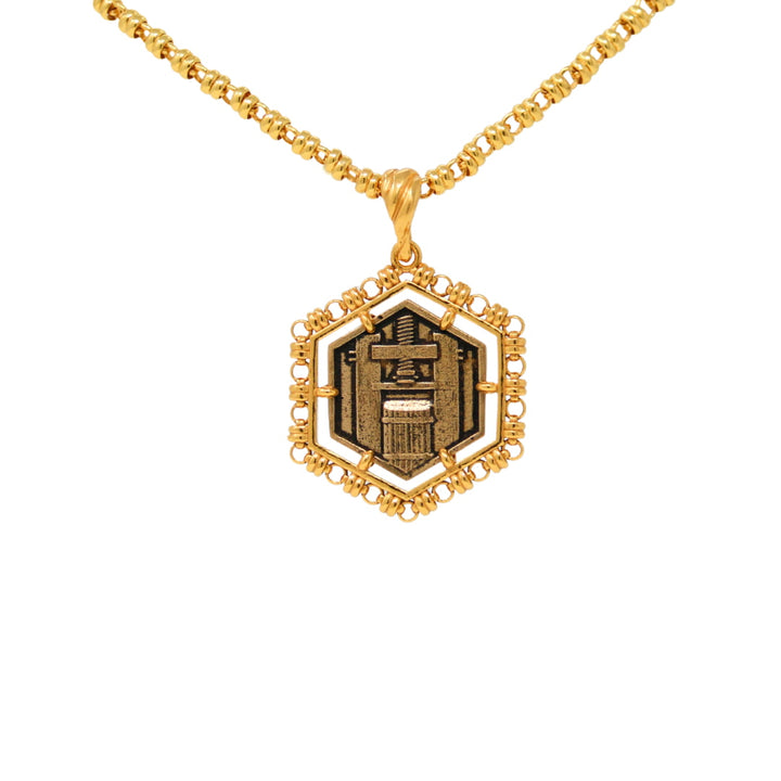 Pendente Filary Esagonale in Oro con Formella Uva Bronzo Anticato