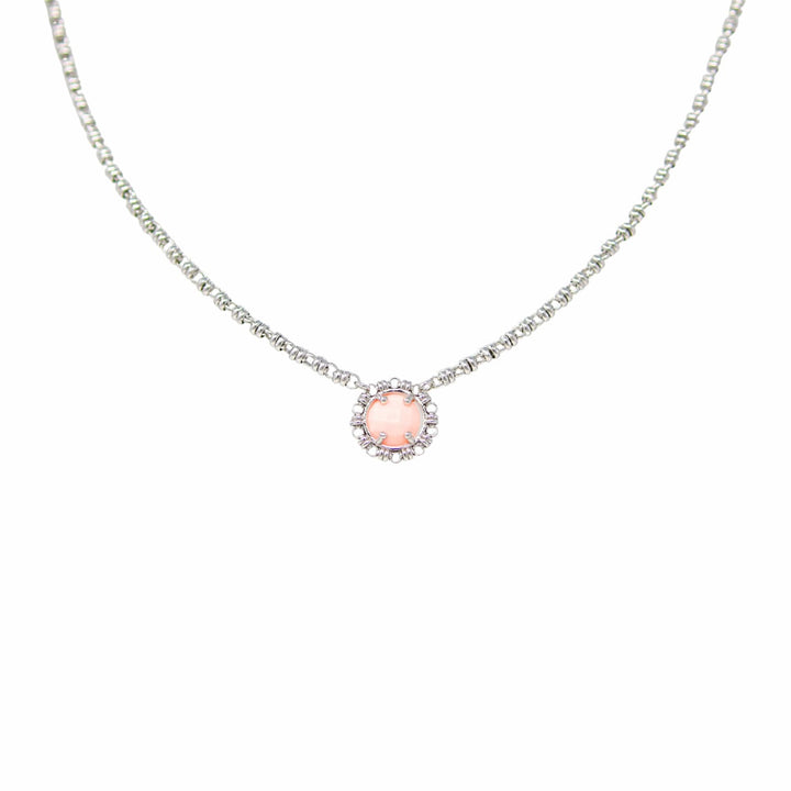 Collana Gemma in Rodio con Corallo Rosa