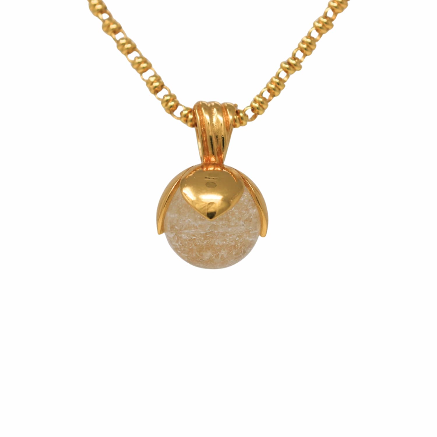 Pendente Magnolia in Oro con Agata Bianca