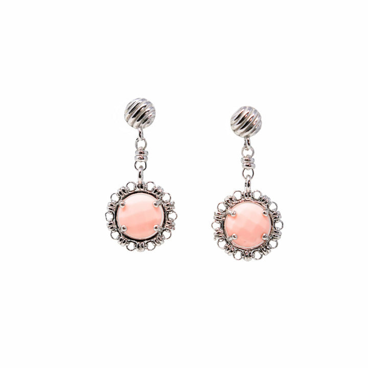 Orecchini Gemma in Rodio con Corallo Rosa