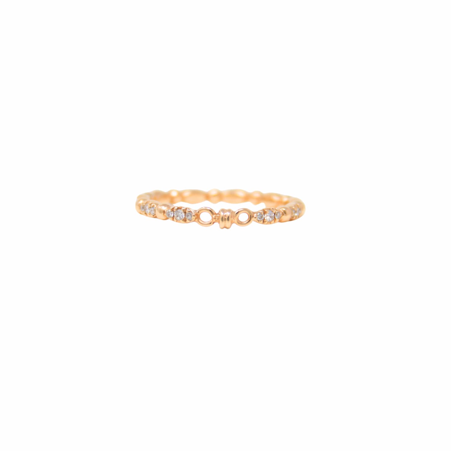 Anello Whisper in Oro Rosa 14k con Cluster di Diamanti