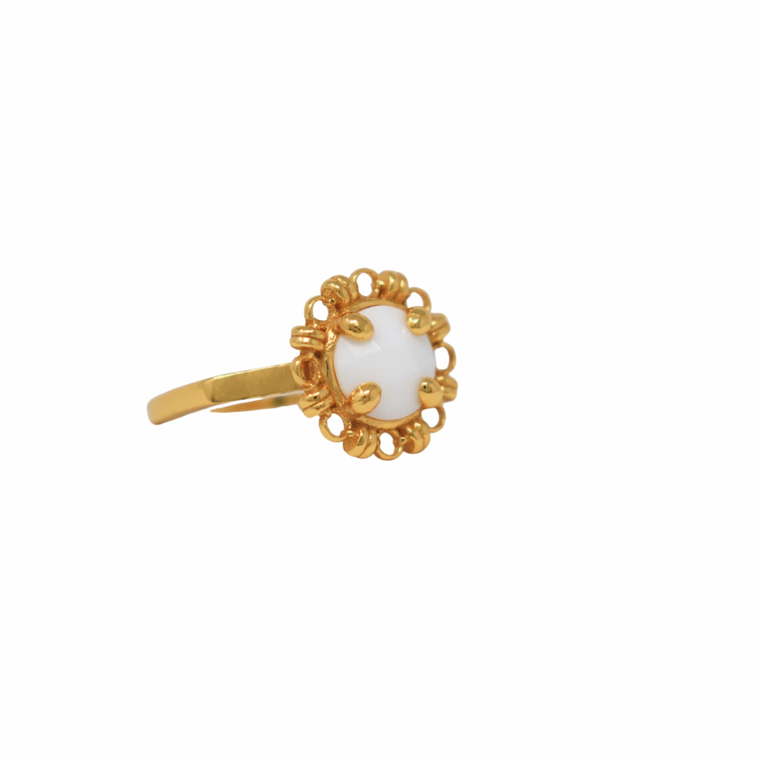 Anello Gemma in Oro con Agata Bianca