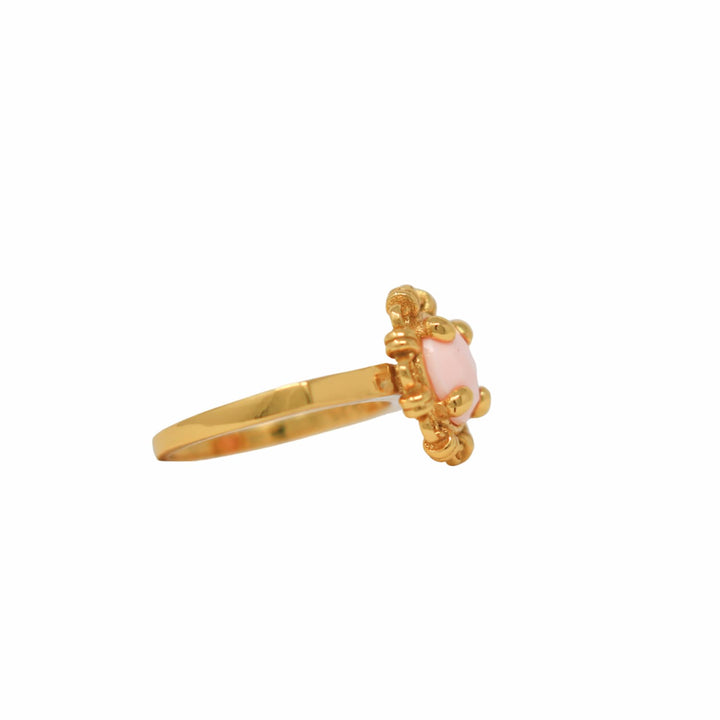 Anello Gemma in Oro con Corallo Rosa