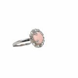 Anello Gemma in Rodio con Corallo Rosa