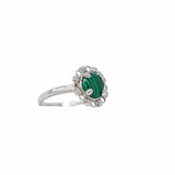 Anello Gemma in Rodio con Malachite