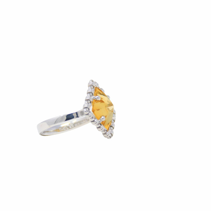 Anello Quadra in Rodio con Citrino