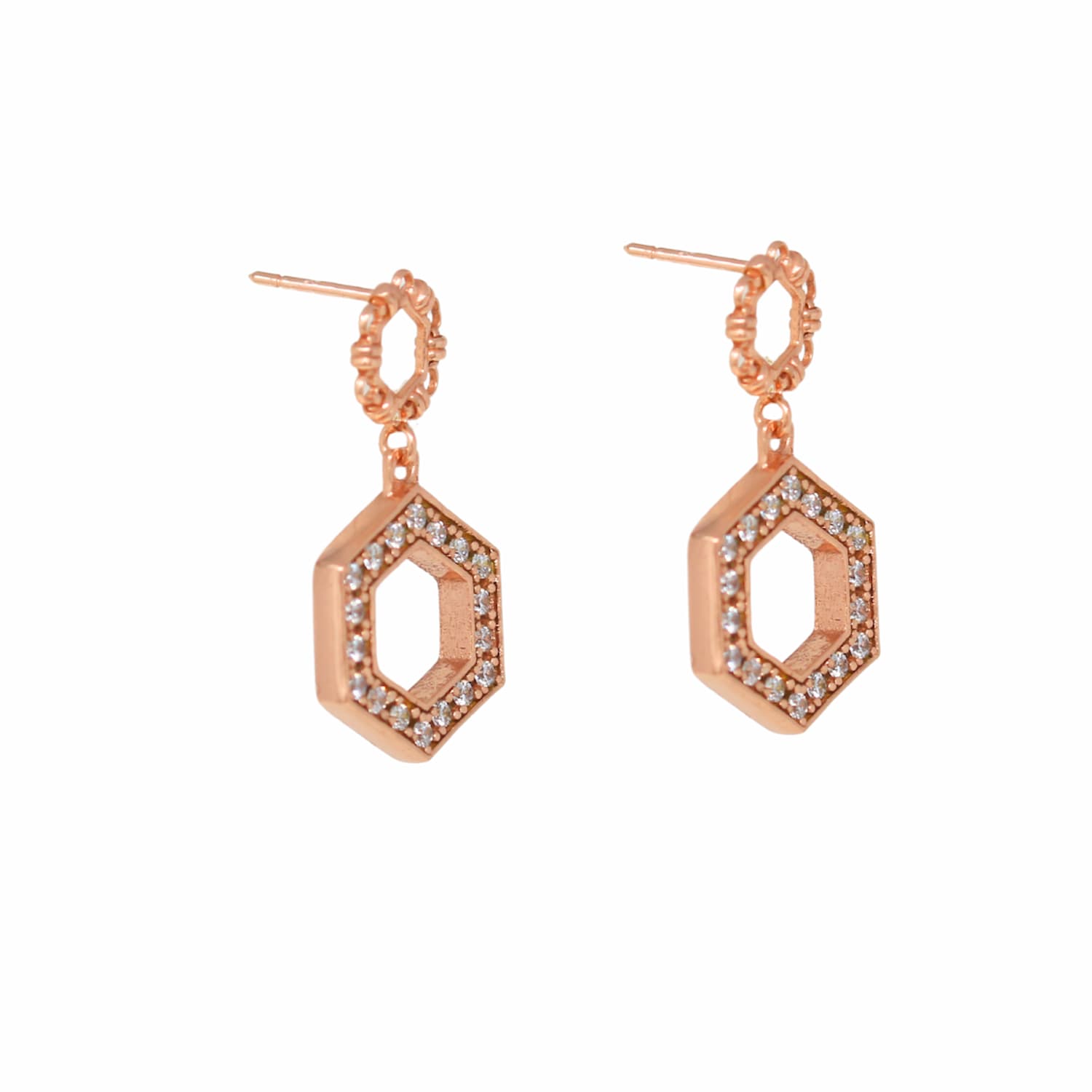 Orecchini Super Deco in Oro Rosa con Pavé